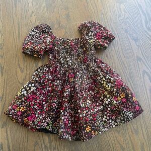 Gap Black Floral Puff Sleeve Mini Dress